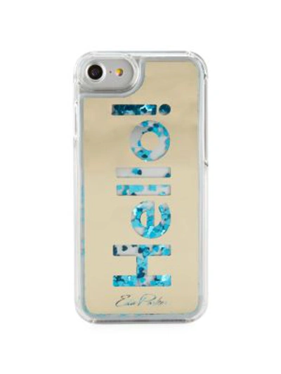 Edie Parker Hello Floating Iphone 6 Plus/6s Plus/7 Plus Case In Gold Blue