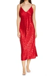 Natori Decadence Leopard Jacquard Satin Chemise In Brocade Red