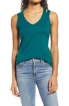 Loveappella Strappy Layering Tank In Hunter Green