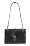 Saint Laurent Medium Sunset Calfskin Shoulder Bag - Black In Noir