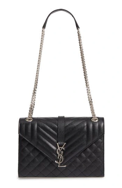 Saint Laurent Medium Sunset Calfskin Shoulder Bag - Black In Noir