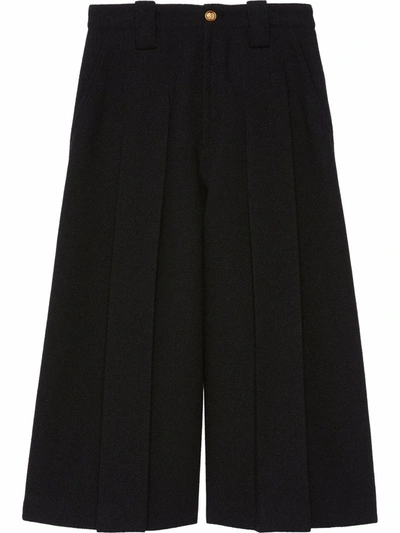 Gucci Tweed Pleated Palazzo Trousers In Black