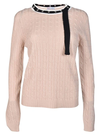 Red Valentino Embroidered Sweater In Beige