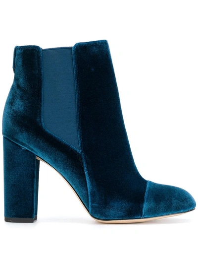 Sam Edelman Women's Case Velvet Cap Toe High-heel Booties In Dark Blue