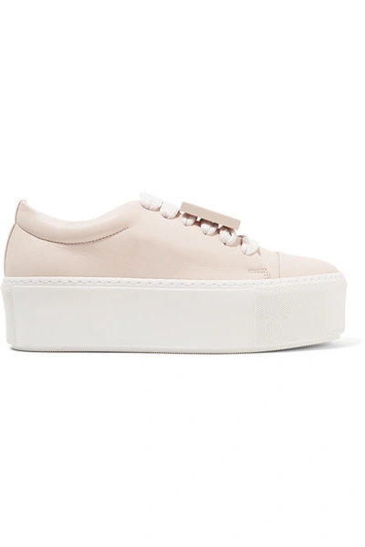 Acne Studios Drihanna Plaque-detailed Leather Platform Sneakers In Off White/white
