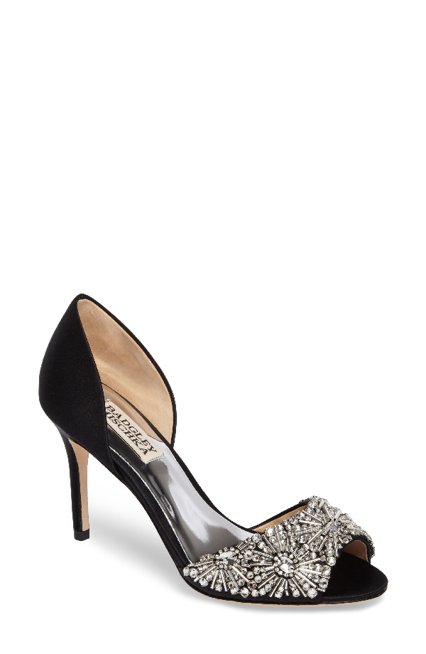badgley mischka triana satin open toe pumps