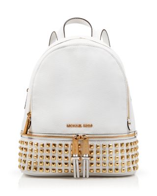 Michael Michael Kors Rhea Small Studded Leather Backpack, Optic White ...
