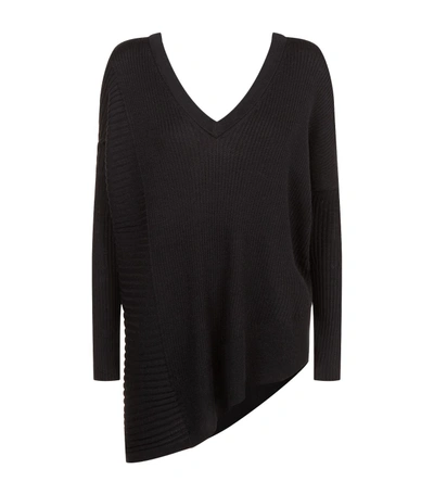 Allsaints Keld Olivo Asymmetric Sweater In Black