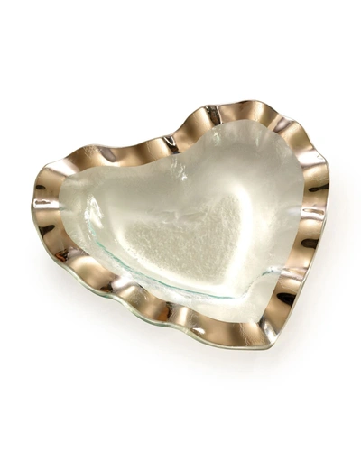 Annieglass Ruffle Platinum 8" Heart Bowl