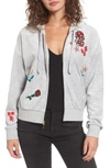 Juicy Couture Sunset Velour Track Zip Hoodie In Silver Lining