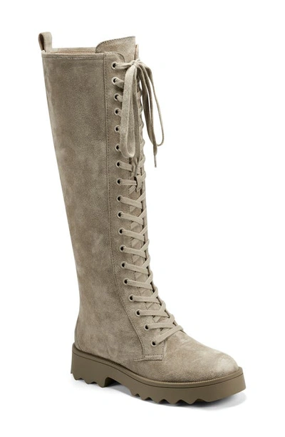 Aerosoles Star Lace Up Suede Boot In Taupe Suede