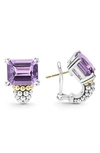 Lagos 18k Yellow Gold & Sterling Silver Glacier Amethyst Caviar Beaded Large Half Hoop Earrings