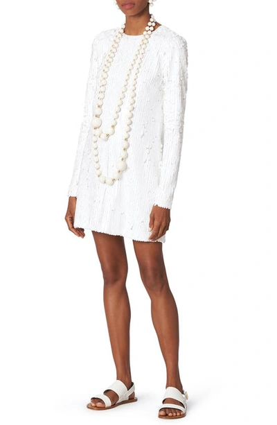 Carolina Herrera Sequin Embellished Mini Shift Dress In White | ModeSens