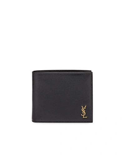 Saint Laurent Men's Ysl East-west Logo Bi-fold Wallet In Black