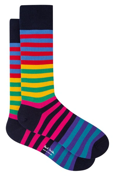 Paul Smith Timmy Stripe-intarsia Stretch-cotton Socks In Multicoloured