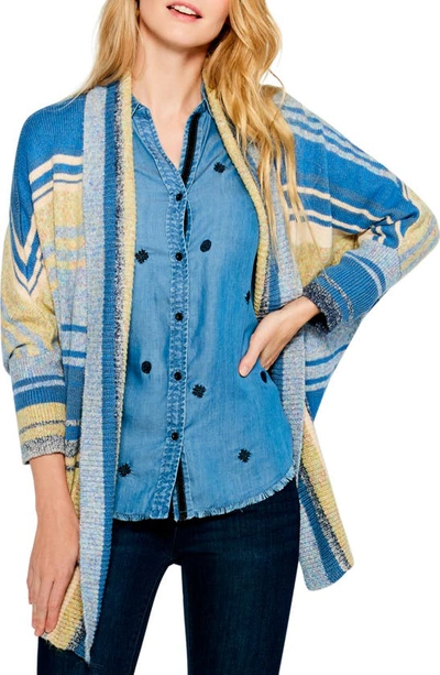 Nic + Zoe Santa Monica Striped Cardigan In Blue Multi