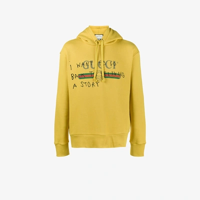 Gucci Fake Logo Coco Capitan Hooded Sweatshirt In Yellow & | ModeSens