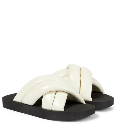 Proenza Schouler 30mm Float Padded Leather Slide Sandals In White,brown