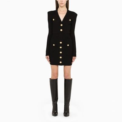 Balmain Black Knit Dress With Buttons