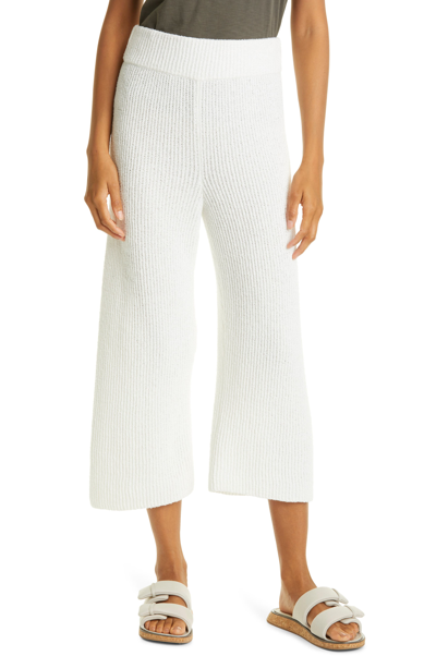 Rag & Bone Sunny Cropped Bouclé-knit Organic Cotton-blend Wide-leg Trousers In Bright White