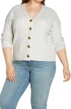 Madewell Cameron Ribbed Coziest Yarn Cardigan Sweater In Heather Smoke