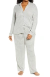 Nordstrom Brushed Hacci Pajamas In Grey Pearl Marl Stripe