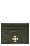 Tory Burch Kira Chevron Card Case In Sycamore/rolled Gold