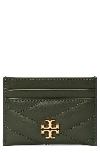 Tory Burch Kira Chevron Card Case In Sycamore/rolled Gold