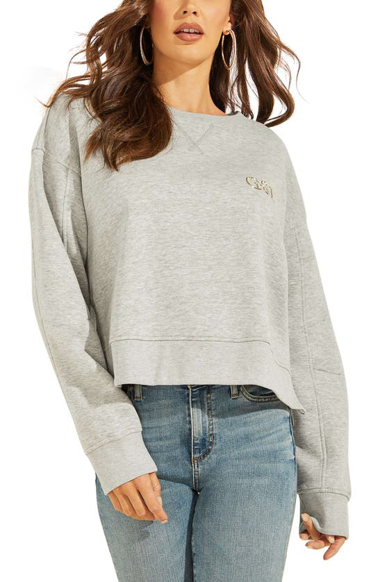 送料0円 Zip Side Logo Cintia トップス スウェット トレーナー レディース Guess ゲス Sweatshirt Grey Melange Light スウェット プルオーバー Jsbbmarina Com