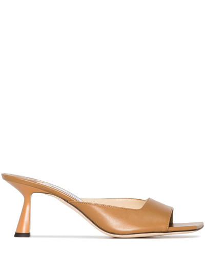 Jimmy Choo Brown Zania 65 Leather Mules