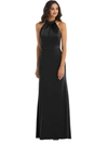 After Six High-neck Open-back Maxi Dress With Scarf Tie In Black