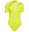 Mugler Logo-printed Cutout Bodysuit In Yellow