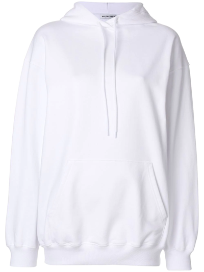 Balenciaga Oversized Printed Cotton-jersey Hooded Top In White