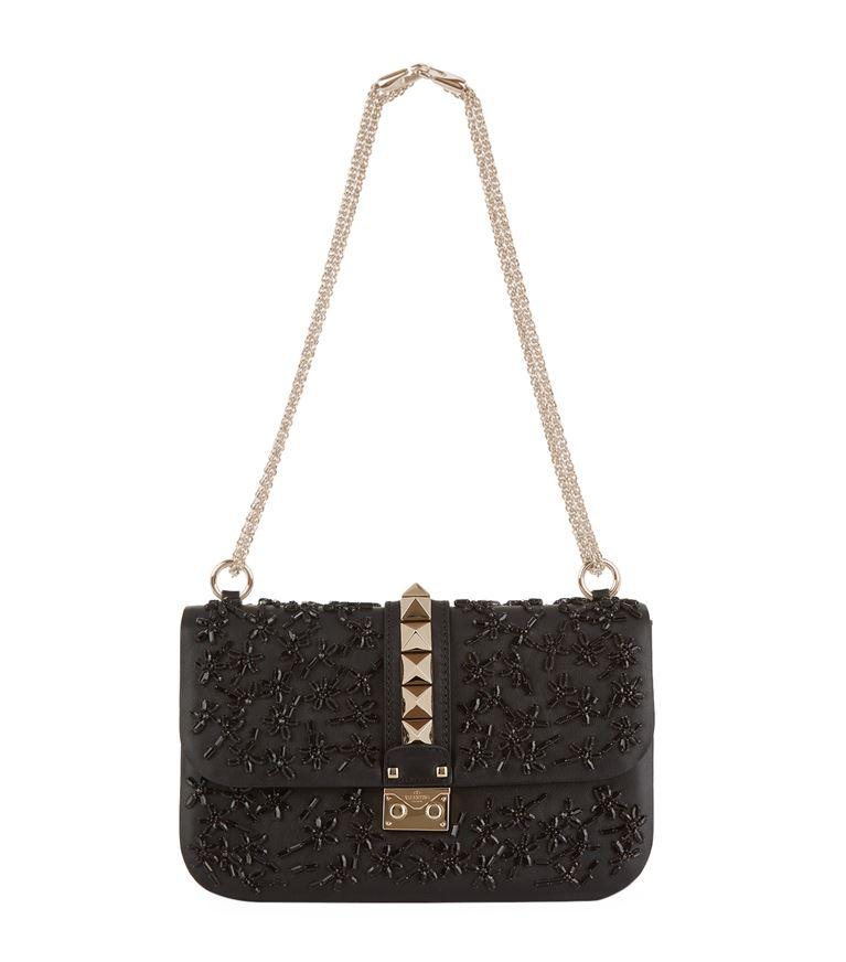 Valentino Garavani Medium Rockstud Daisy Embellished Lock Bag | ModeSens