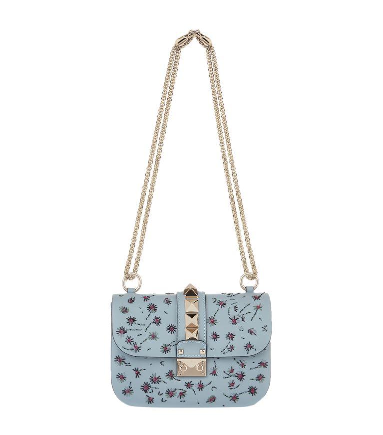 Valentino Garavani Small Rockstud Lock Flower Beaded Bag | ModeSens