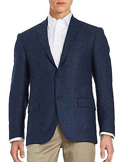 Calvin Klein Herringbone Two-button Wool-blend Jacket In Blue