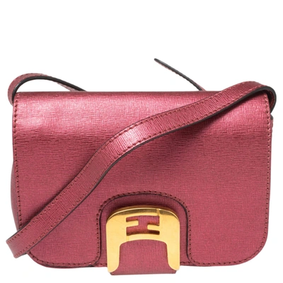 Pre-owned Fendi Metallic Pink Leather Chameleon Crossbody Bag