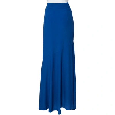 Pre-owned Class By Roberto Cavalli Cavalli Class Blue Crepe Maxi Skirt L