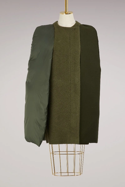 Rick Owens Wool Cape In Forest
