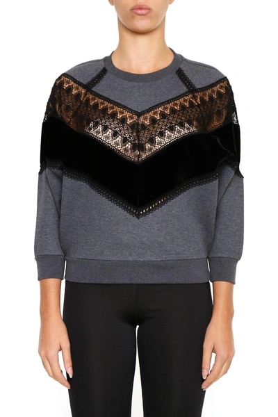 Stella Mccartney Sweatshirt With Inserts In Charcoalgrigio