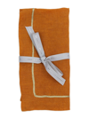 Joanna Buchanan Gold-tone Trim Linen Dinner Napkins, Set Of 2 In Orange