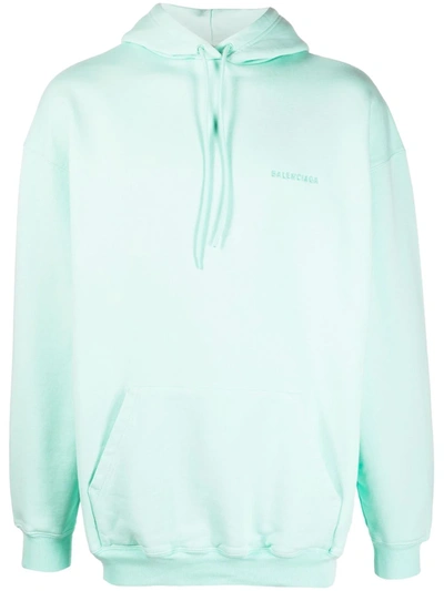 Balenciaga Embroidered Logo Oversized-fit Hoodie In Green