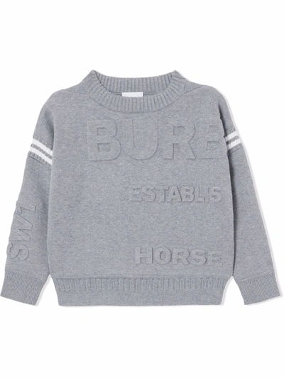 Burberry Kids' Girl's Guernsey Tonal Embossed Logo Sweater Dress In Grey