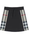 Burberry Kids' Black Cotton Skirt With Vintage Check Inserts