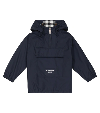 Burberry Kids' Ralph Reversible Hooded Pullover Jacket In Blue