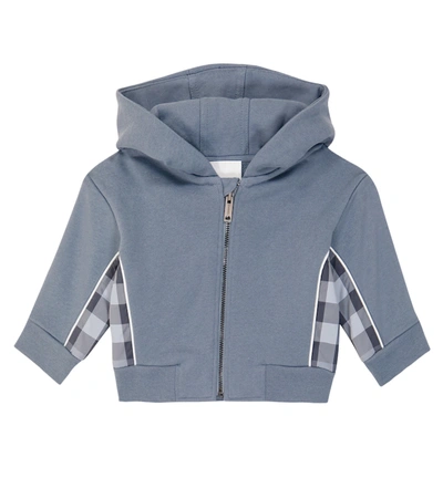 Burberry Kids' Baby's & Little Boy's Check Trim Zip-up Hoodie In Shale Blue