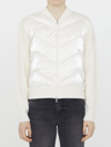 Moncler Knit And Boudin-quilt Combo Cardigan In Beige