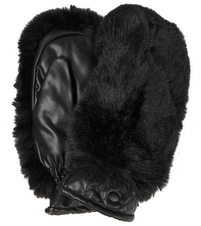Goldbergh Hill Faux Fur And Faux Leather Ski Mittens In Black