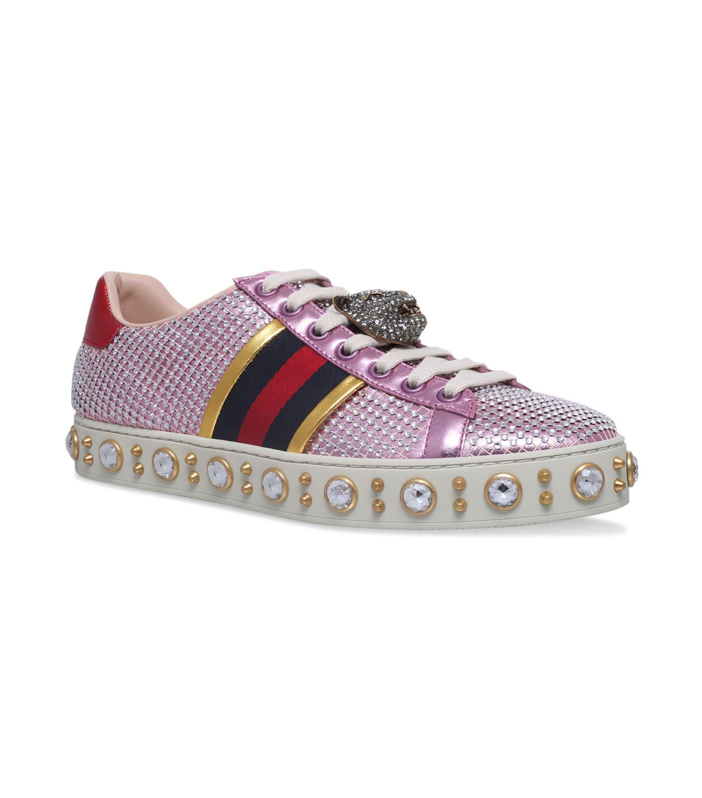 Gucci Jewel Leather New Ace Sneakers In Pink | ModeSens