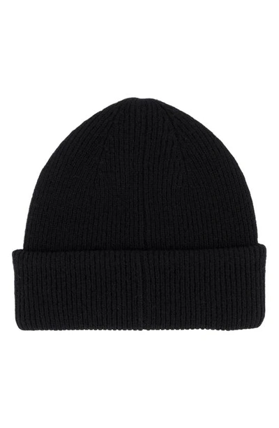 Allsaints Wool Ramskull Embroidered Beanie In Black